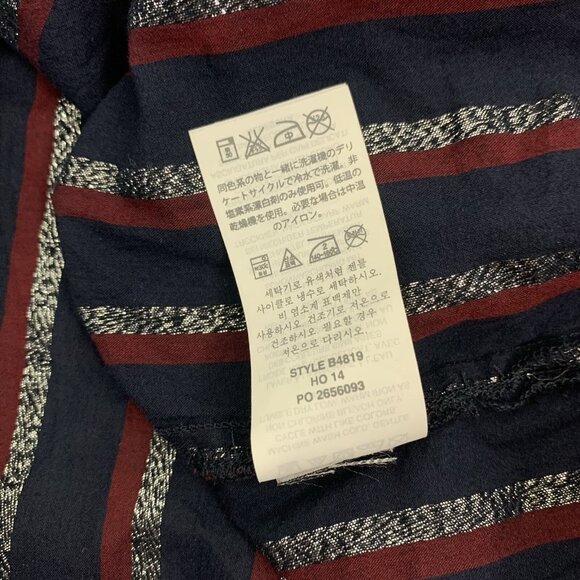 J Crew Popover Top 8 Navy Striped Long Sleeve Casual Workwear Preppy - Picture 5 of 5